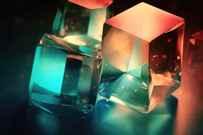 Abstract Geometric Glass Cubes With Vibrant Lighting