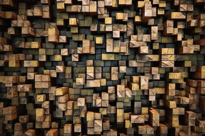 Abstract 3D Wooden Block Wall Texture
