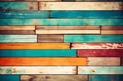 Multicolor Distressed Wooden Planks Wall Background