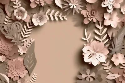 Paper Cutout Floral Frame Background