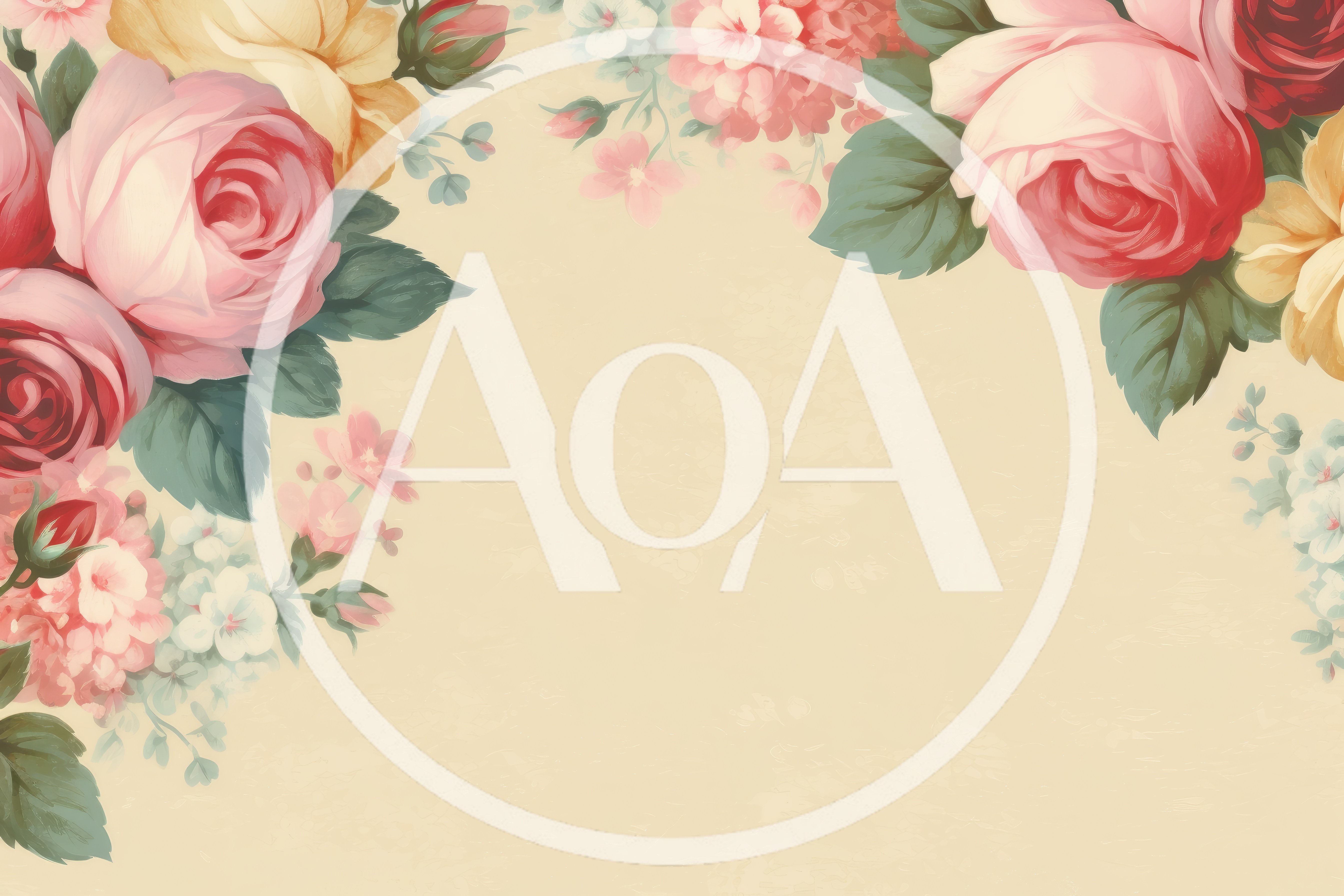 Vintage Floral Frame With Pink And Yellow Roses