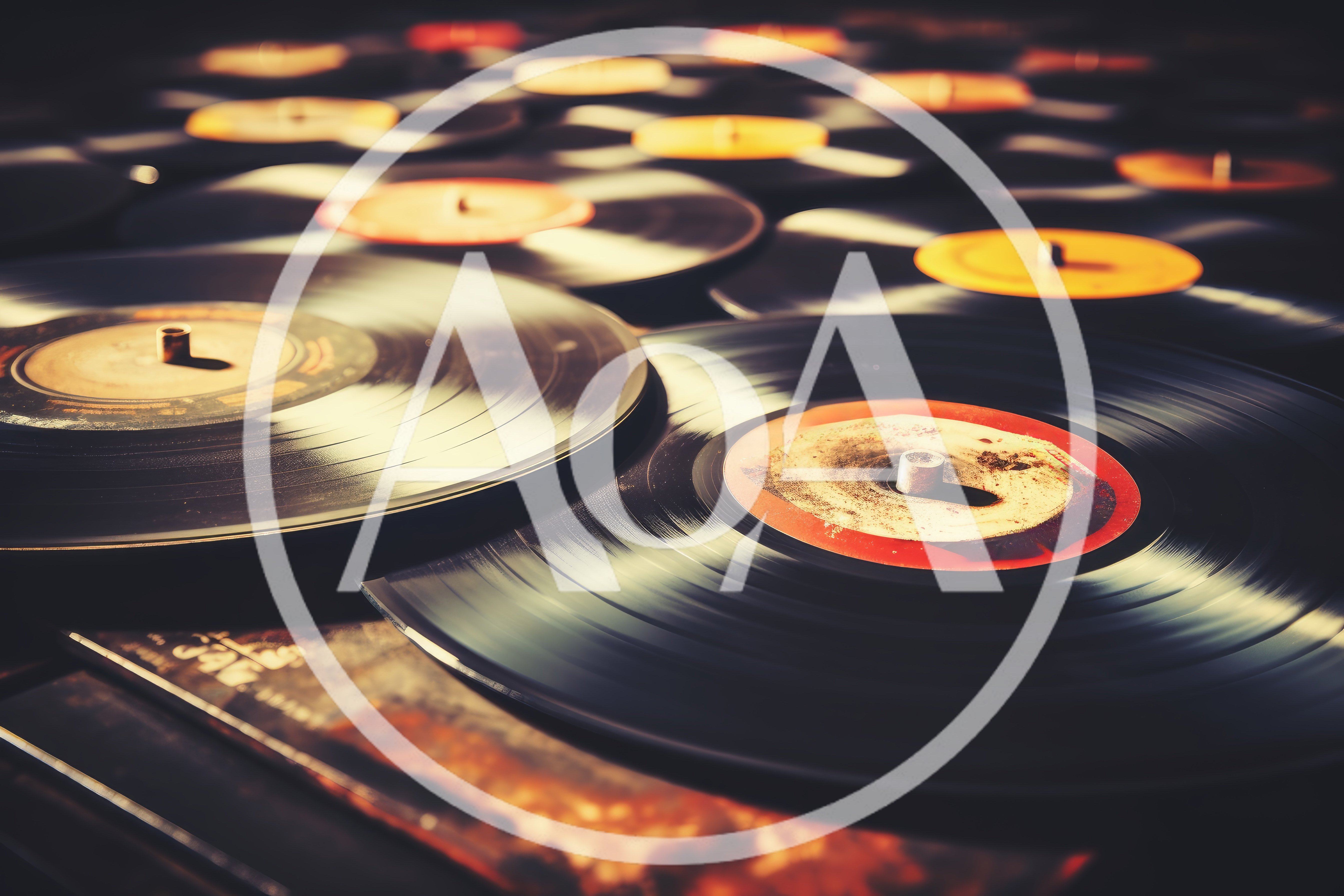 Collection Of Vintage Vinyl Records On Display