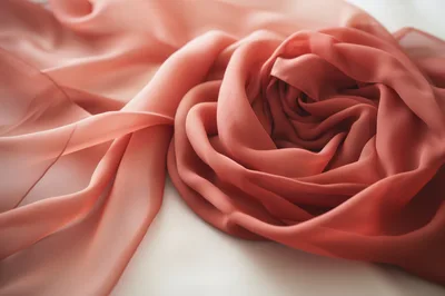 Soft Peach Chiffon Fabric Draped In Rose Shape