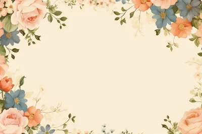 Floral Frame Border With Pastel Watercolor Flowers