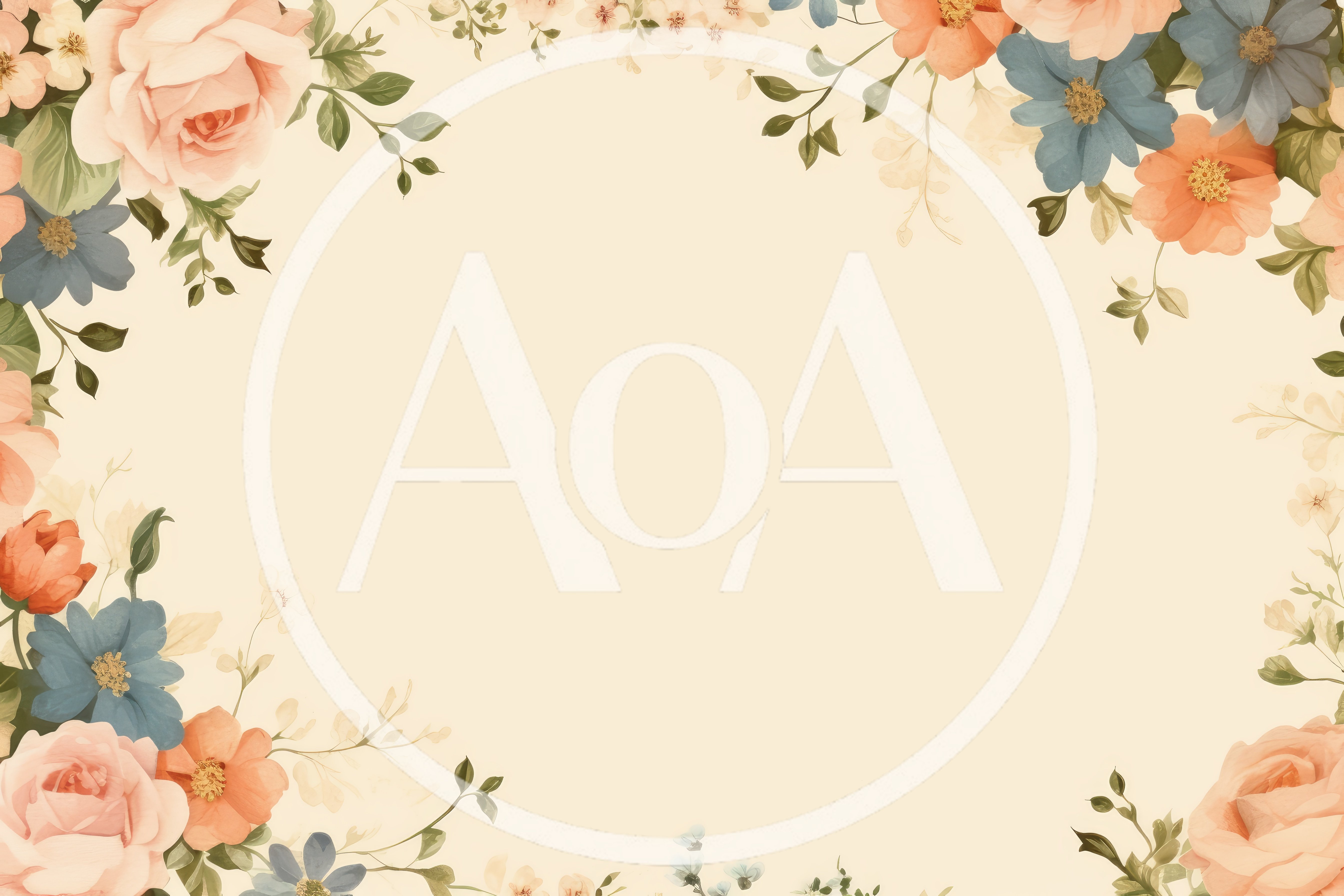 Floral Frame Border With Pastel Watercolor Flowers