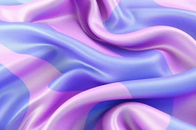 Abstract Wavy Silk Fabric With Purple And Pink Stripes