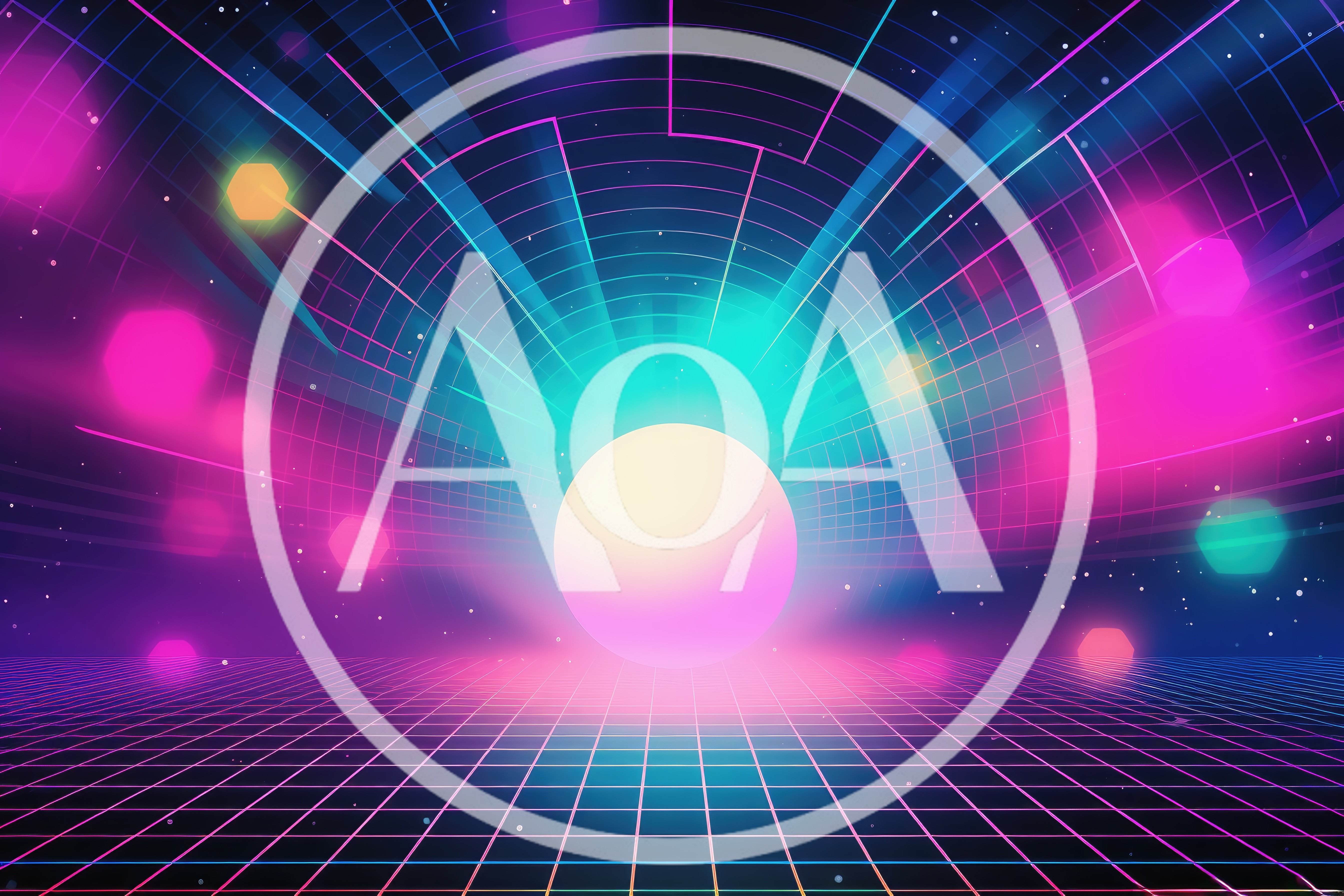 Retro Synthwave Grid Tunnel With Glowing Central Sphere