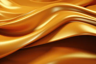 Abstract Golden Silk Fabric Waves Background