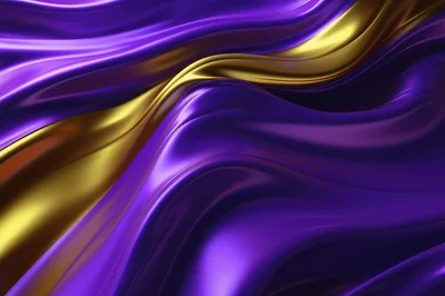 Abstract Flowing Purple And Gold Silk Fabric Background