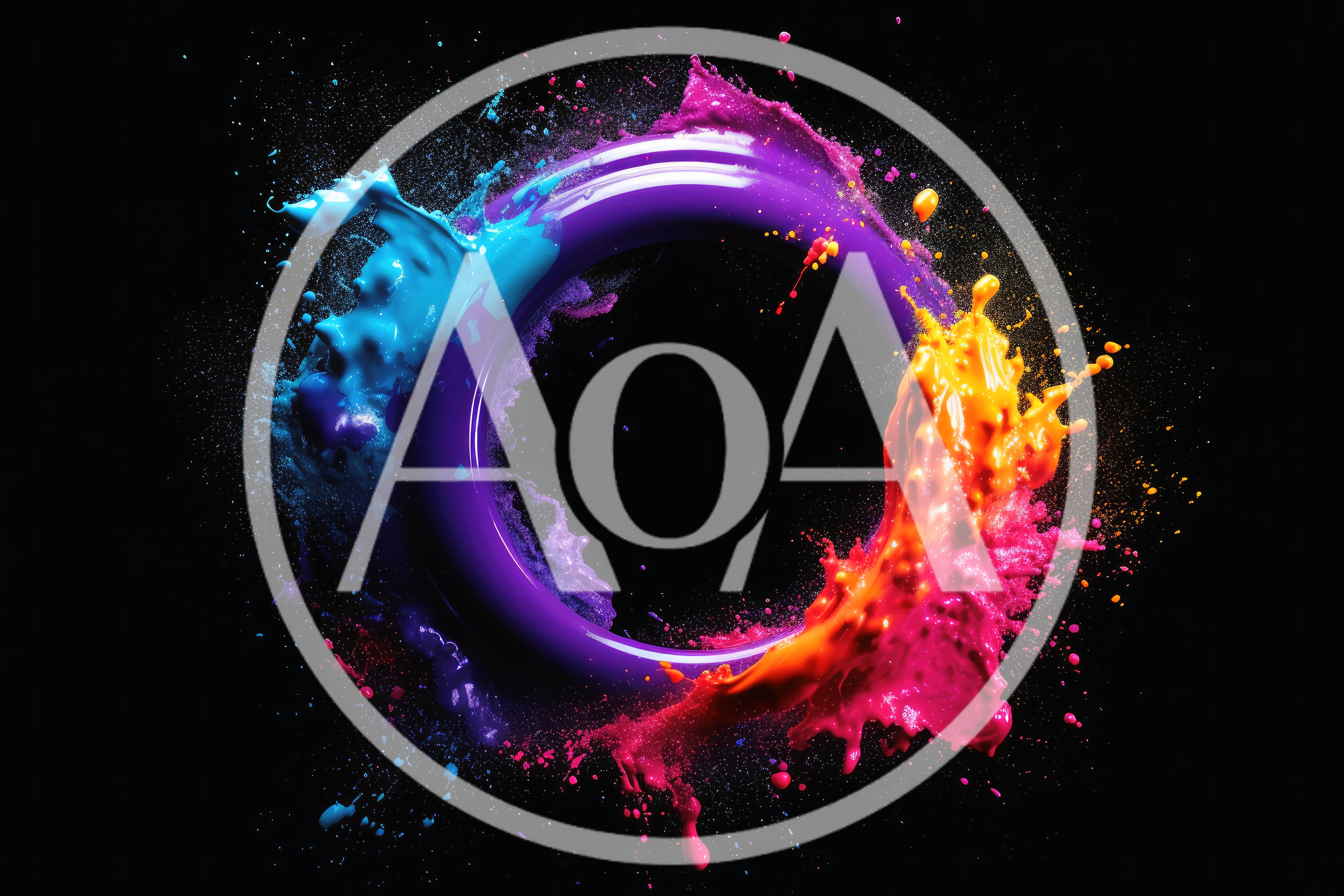 Abstract Purple Ring With Vibrant Paint Splashes