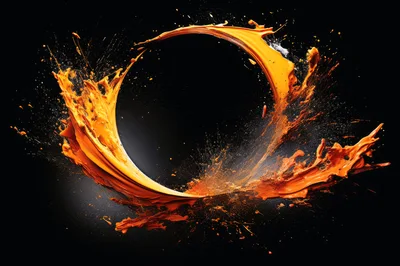 Dynamic Orange Paint Splash Circular Frame