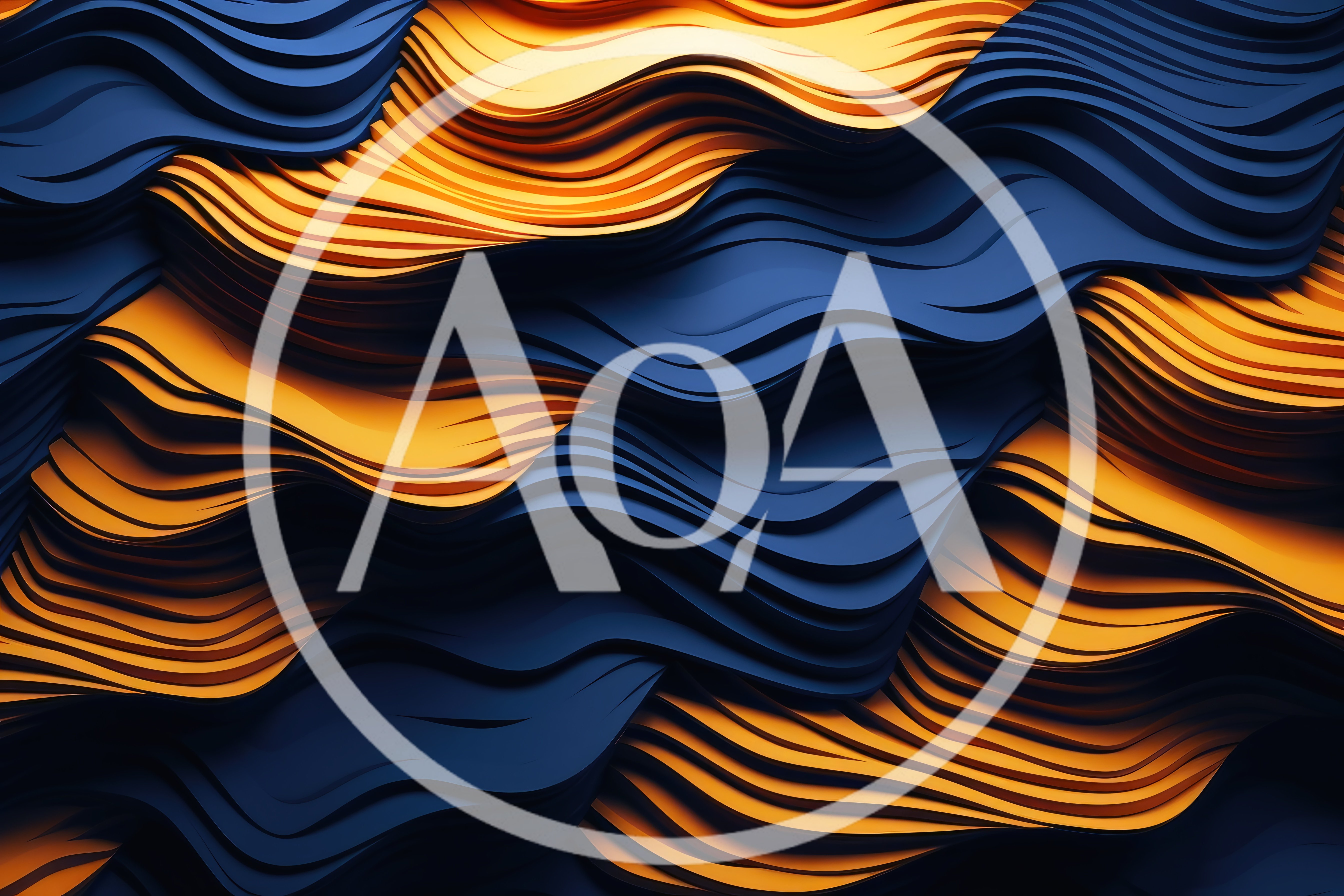 Abstract 3D Wavy Layers in Blue and Gold