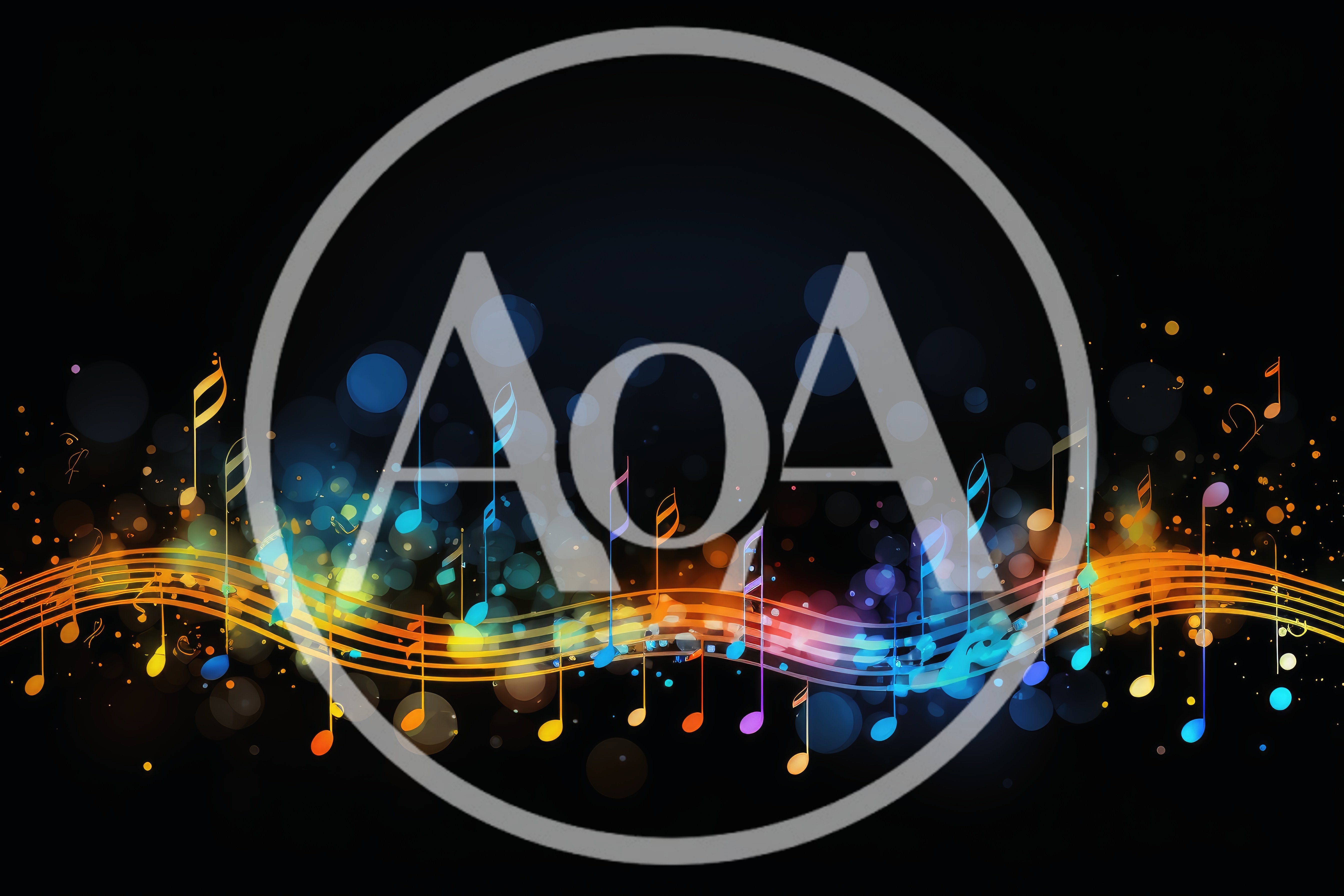 Abstract Musical Notes With Glowing Light Waves