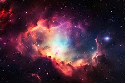 Vibrant Deep Space Nebula With Glowing Stars