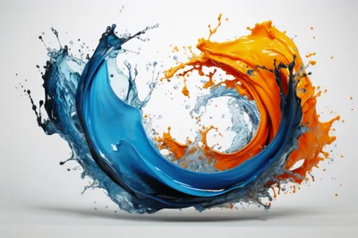 Abstract Blue And Orange Liquid Paint Splash