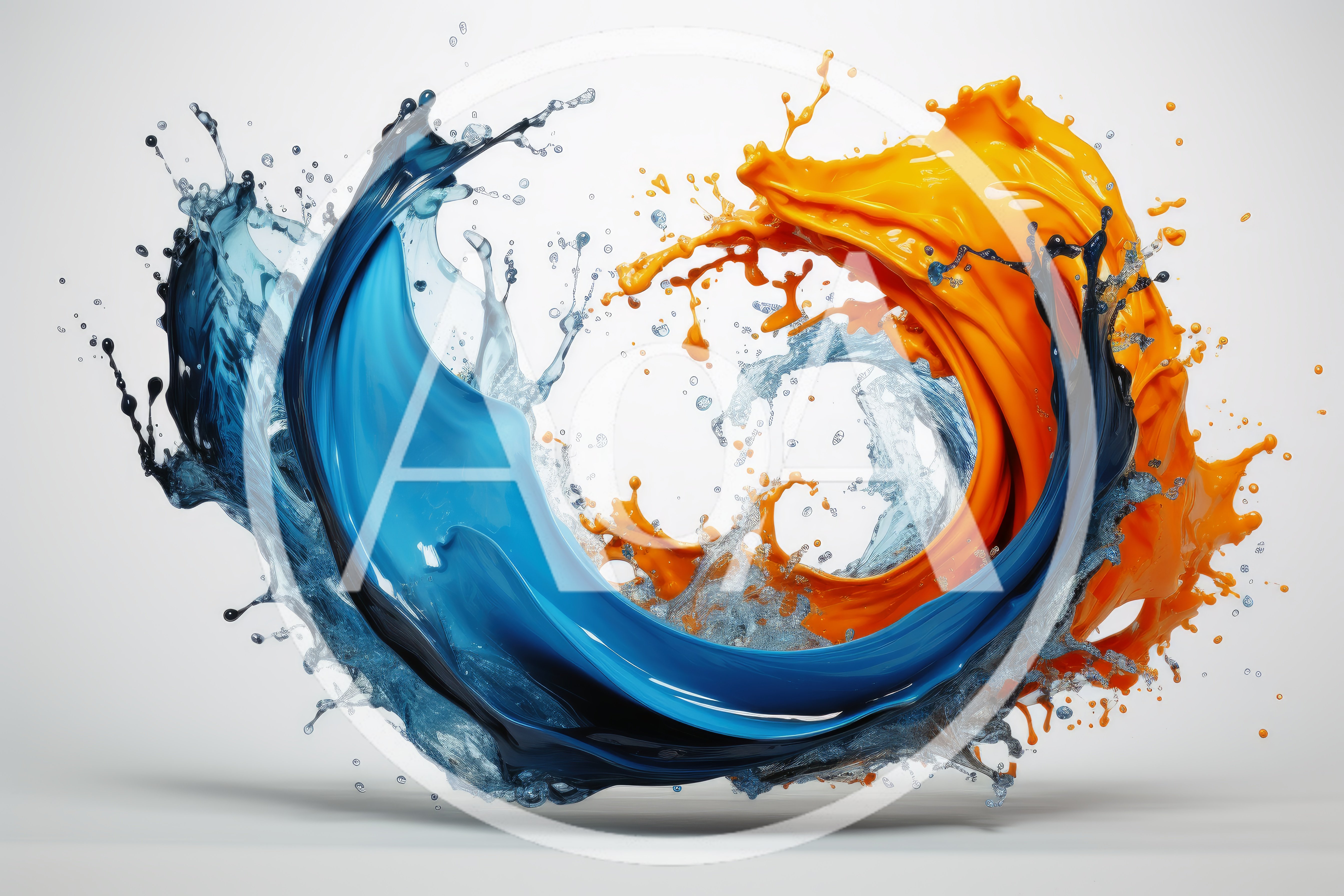Abstract Blue And Orange Liquid Paint Splash