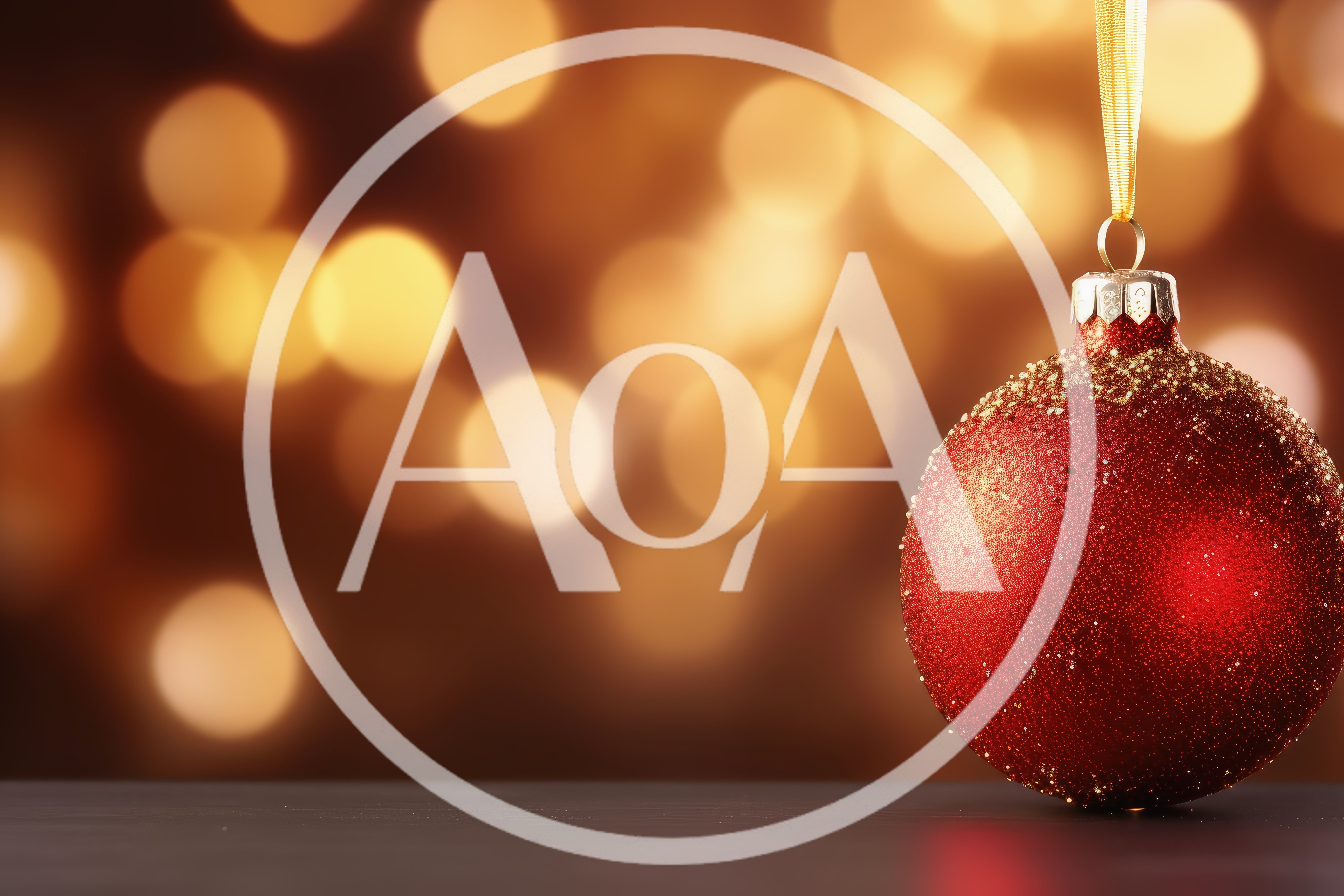 Red Glitter Christmas Ornament Hanging Against Bokeh Background