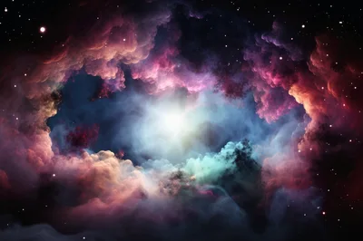 Vibrant Cosmic Nebula With Glowing Central Star