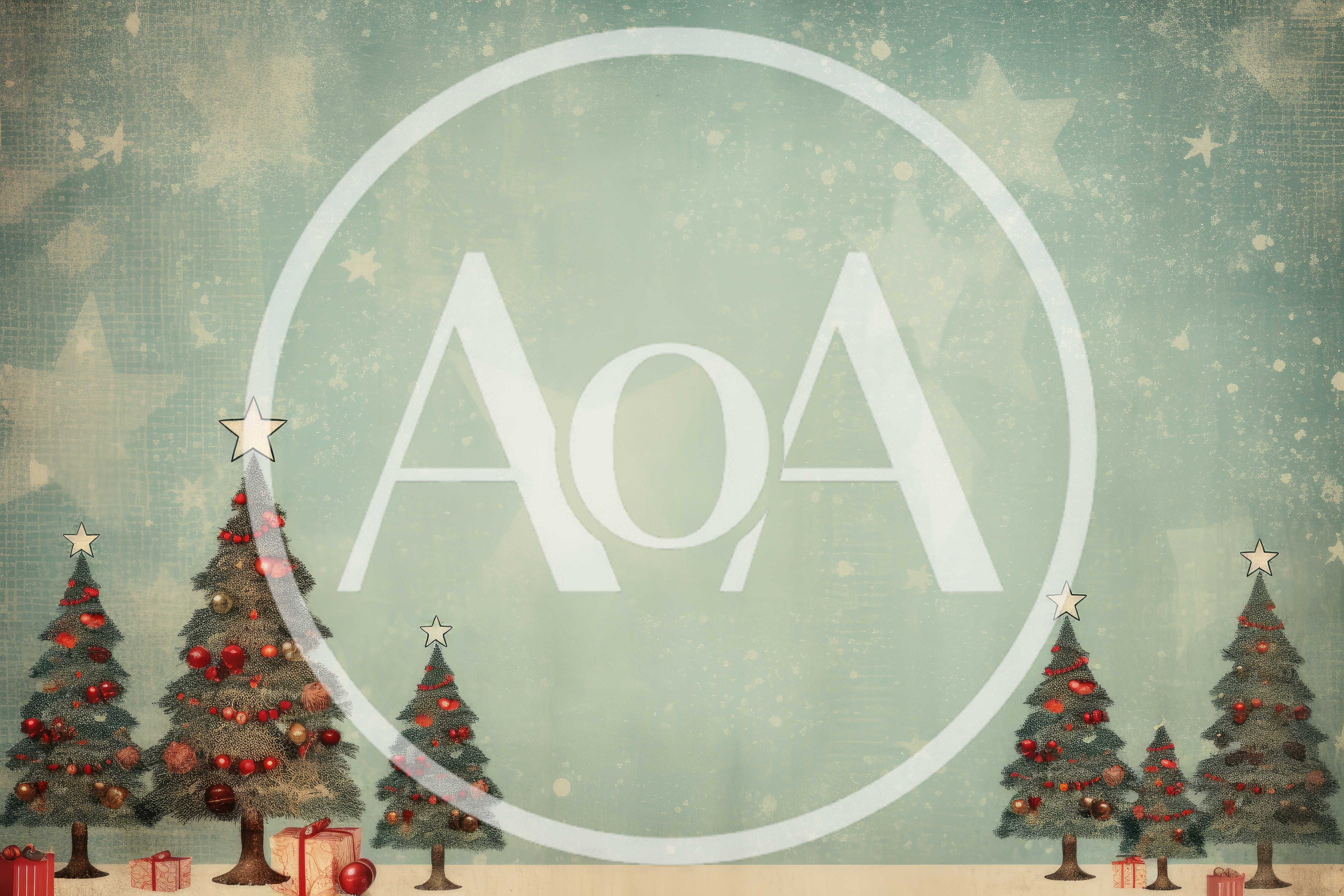 Vintage Christmas Trees With Ornaments And Gifts