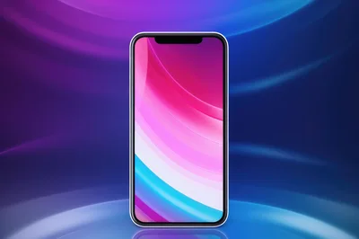 Modern Smartphone Displaying Abstract Colorful Wave Wallpaper