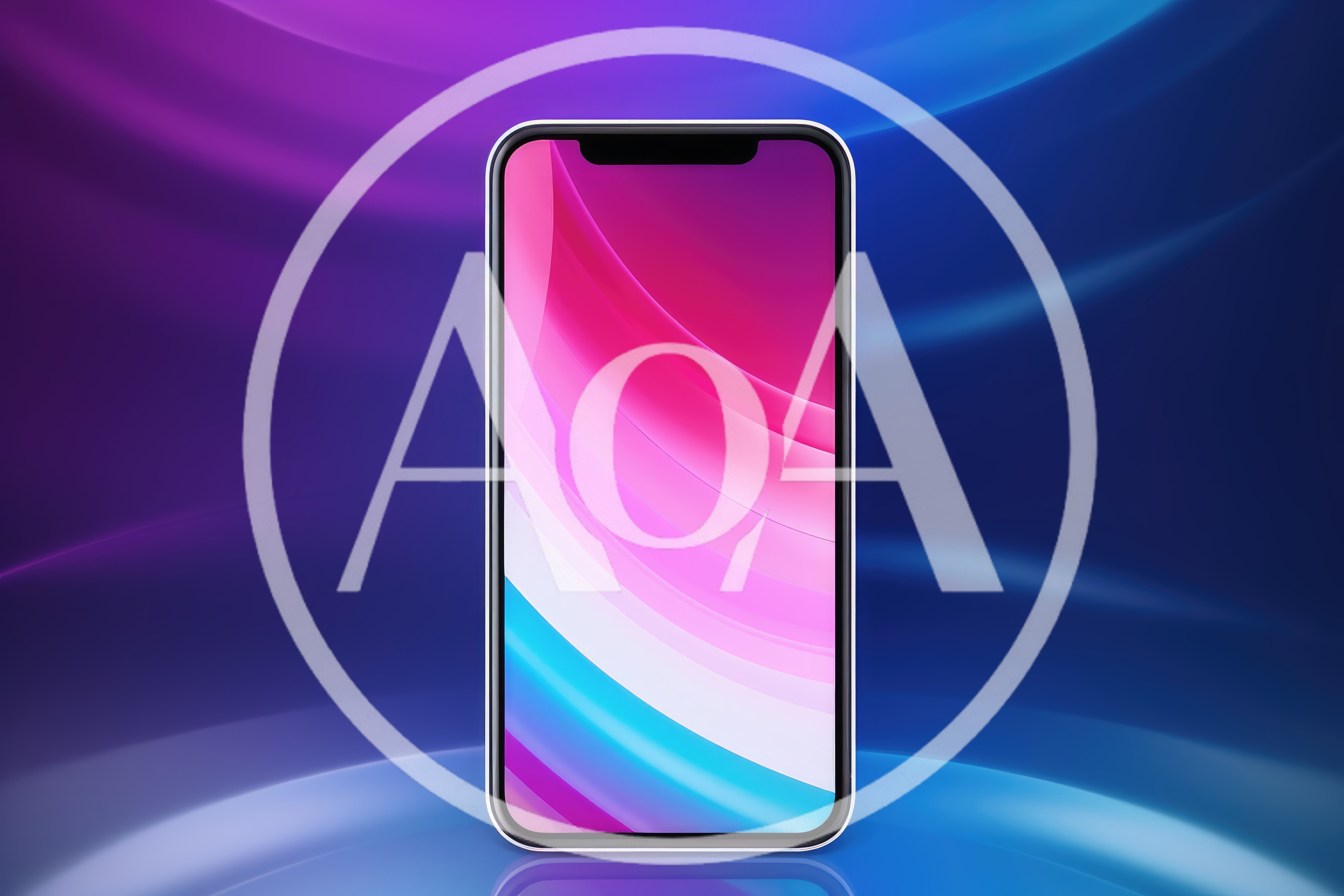 Modern Smartphone Displaying Abstract Colorful Wave Wallpaper