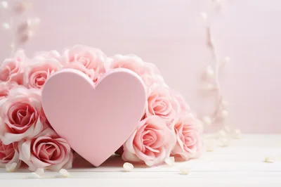 Pink Heart Shaped Gift Box With Roses