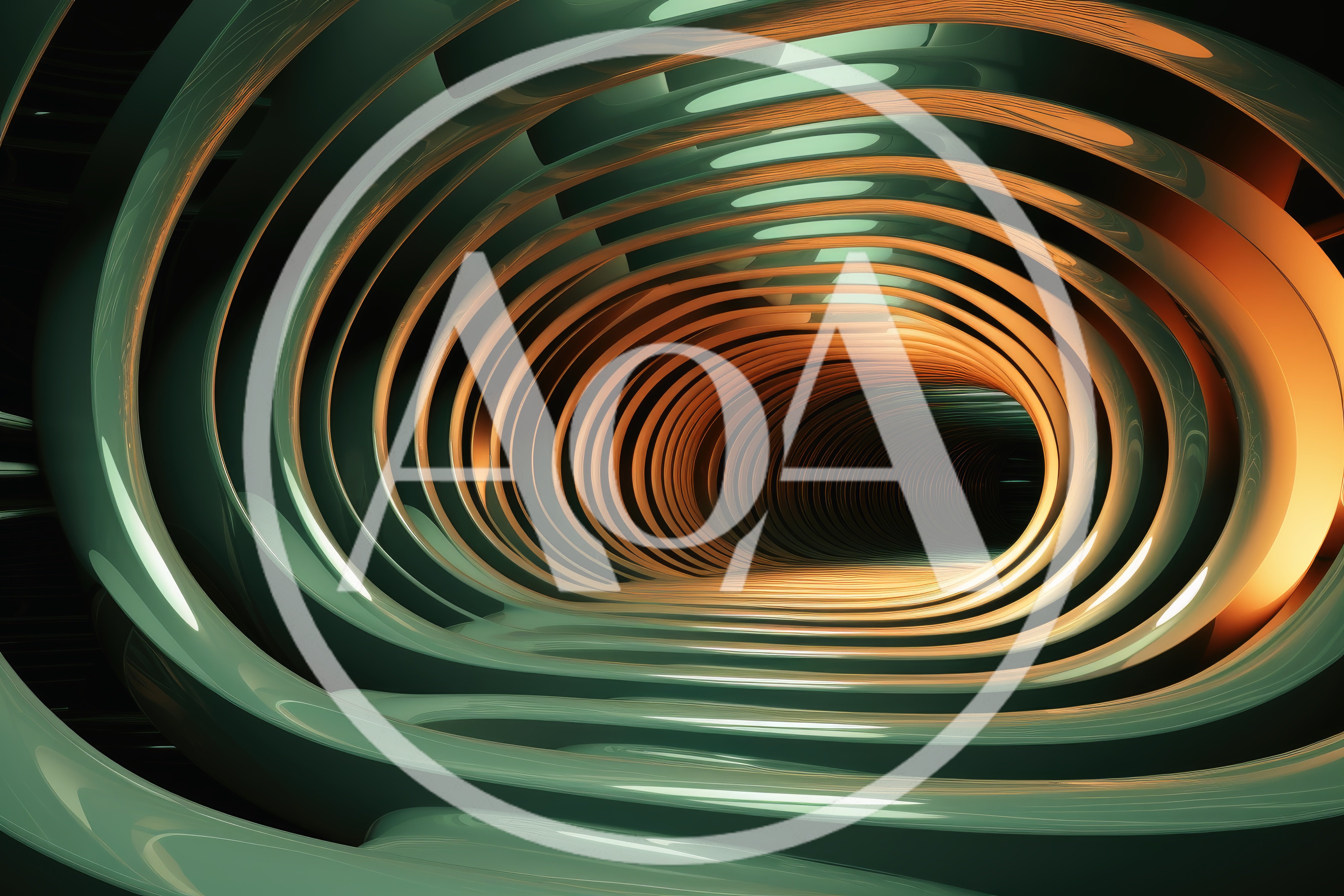 Abstract Futuristic Tunnel With Glowing Orange Curves
