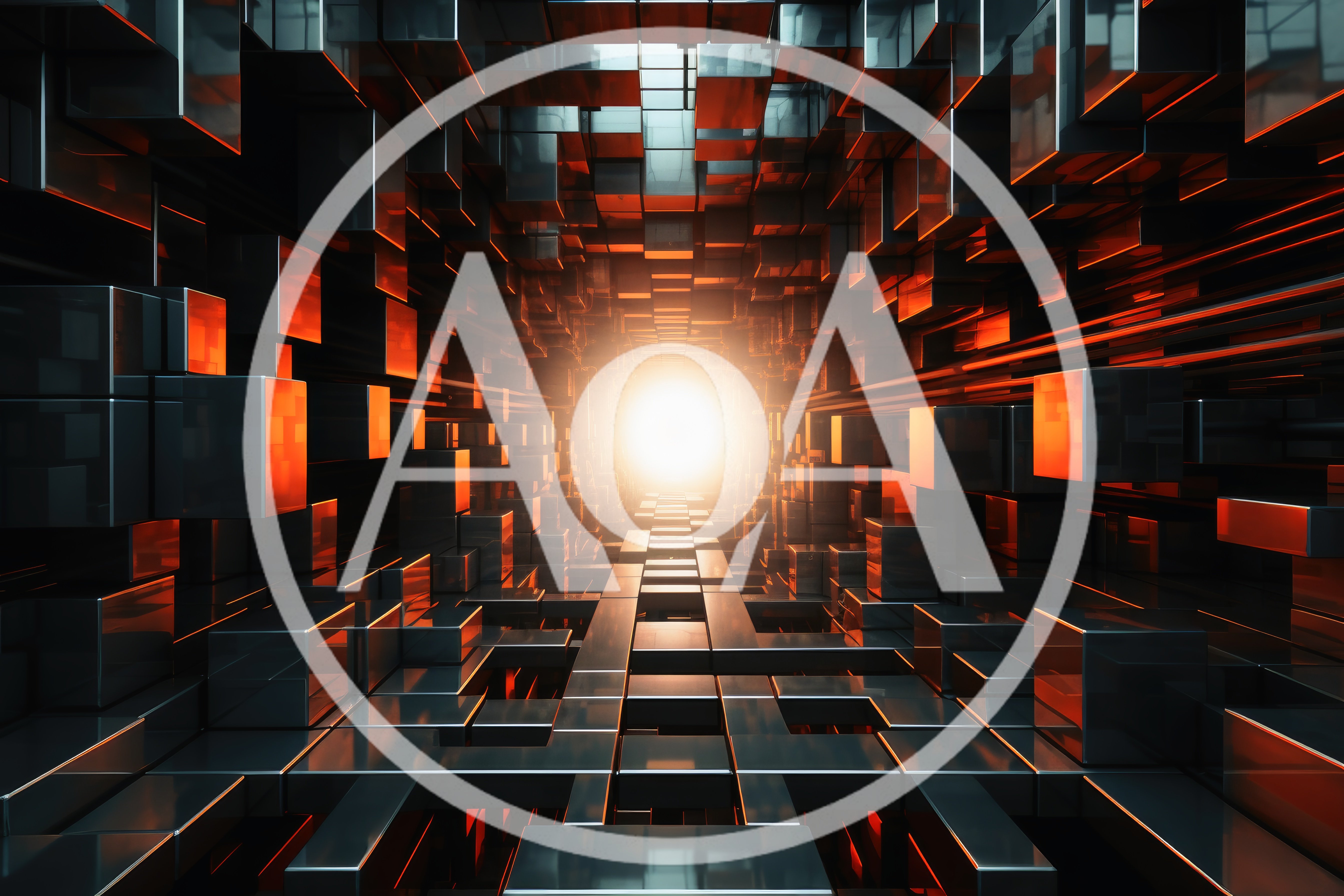 Abstract Futuristic Corridor With Glowing Orange Light