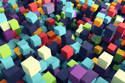 Abstract 3D Background With Colorful Floating Cubes