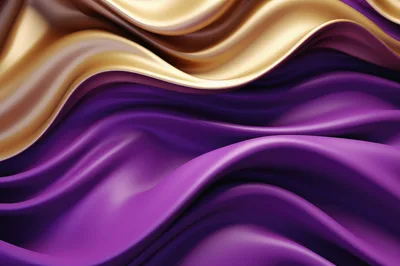 Abstract Flowing Purple And Gold Silk Fabric Background