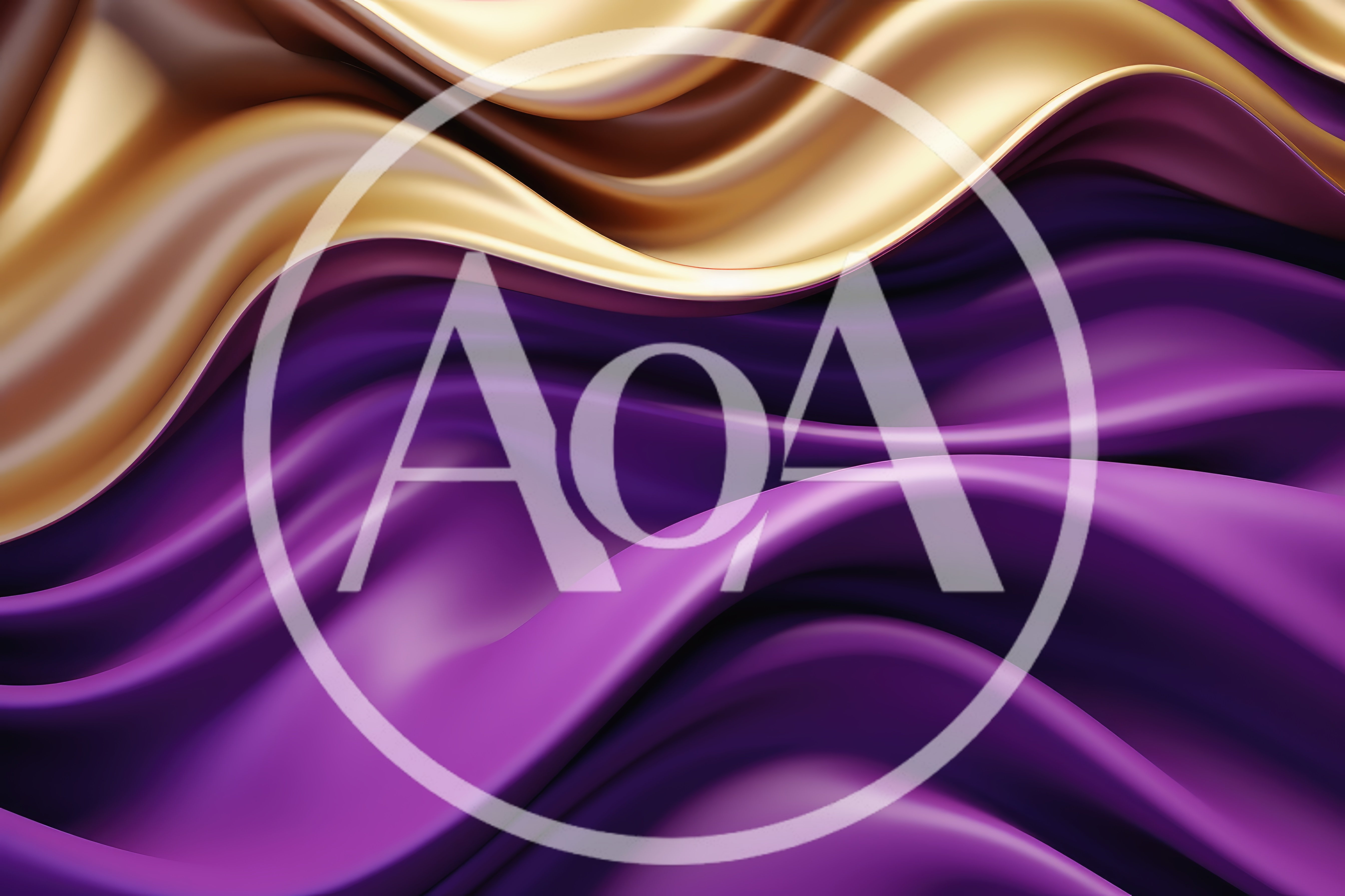 Abstract Flowing Purple And Gold Silk Fabric Background