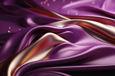 Abstract Purple And Gold Silk Fabric Waves