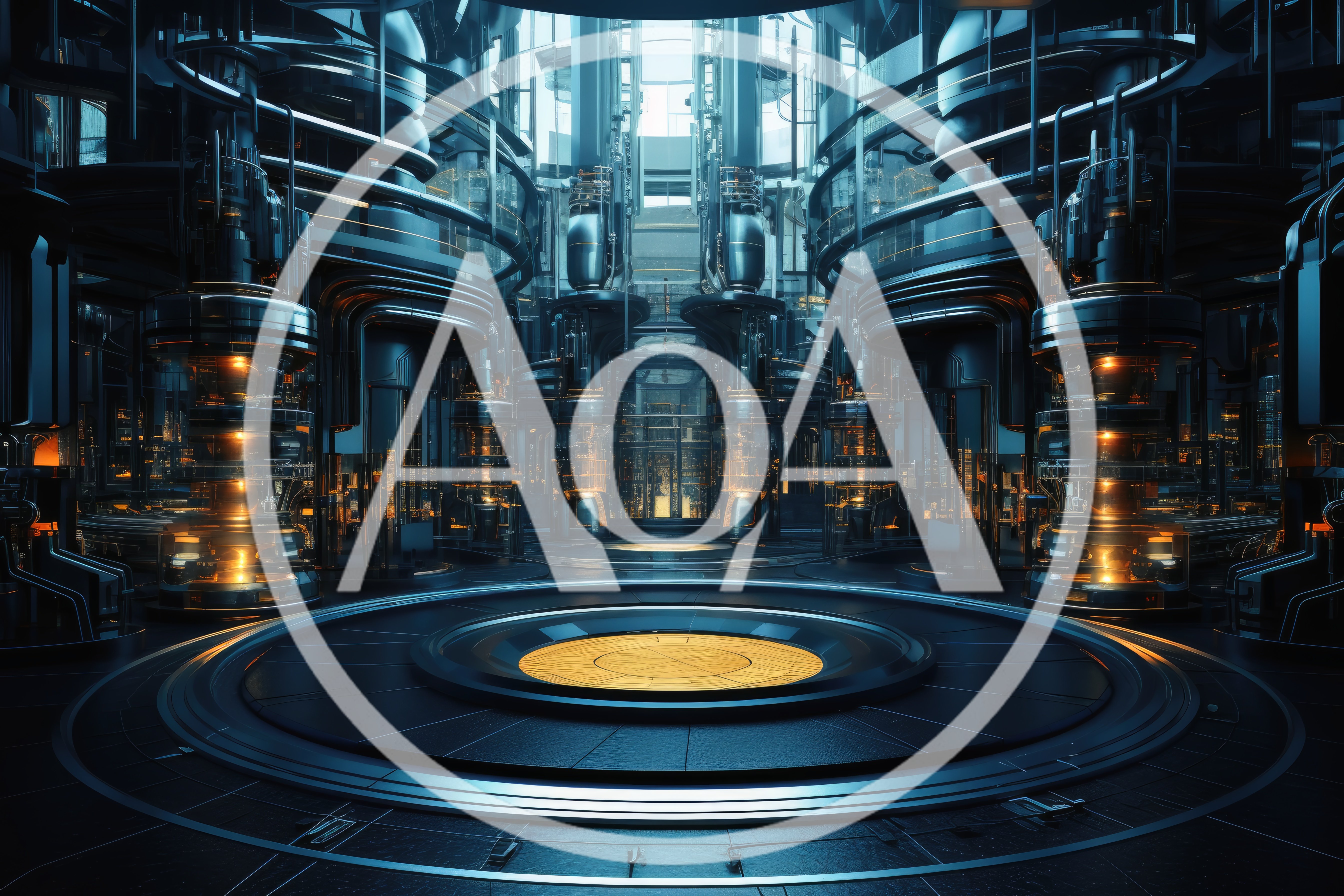 Futuristic Sci-Fi Laboratory Interior With Glowing Energy Cores