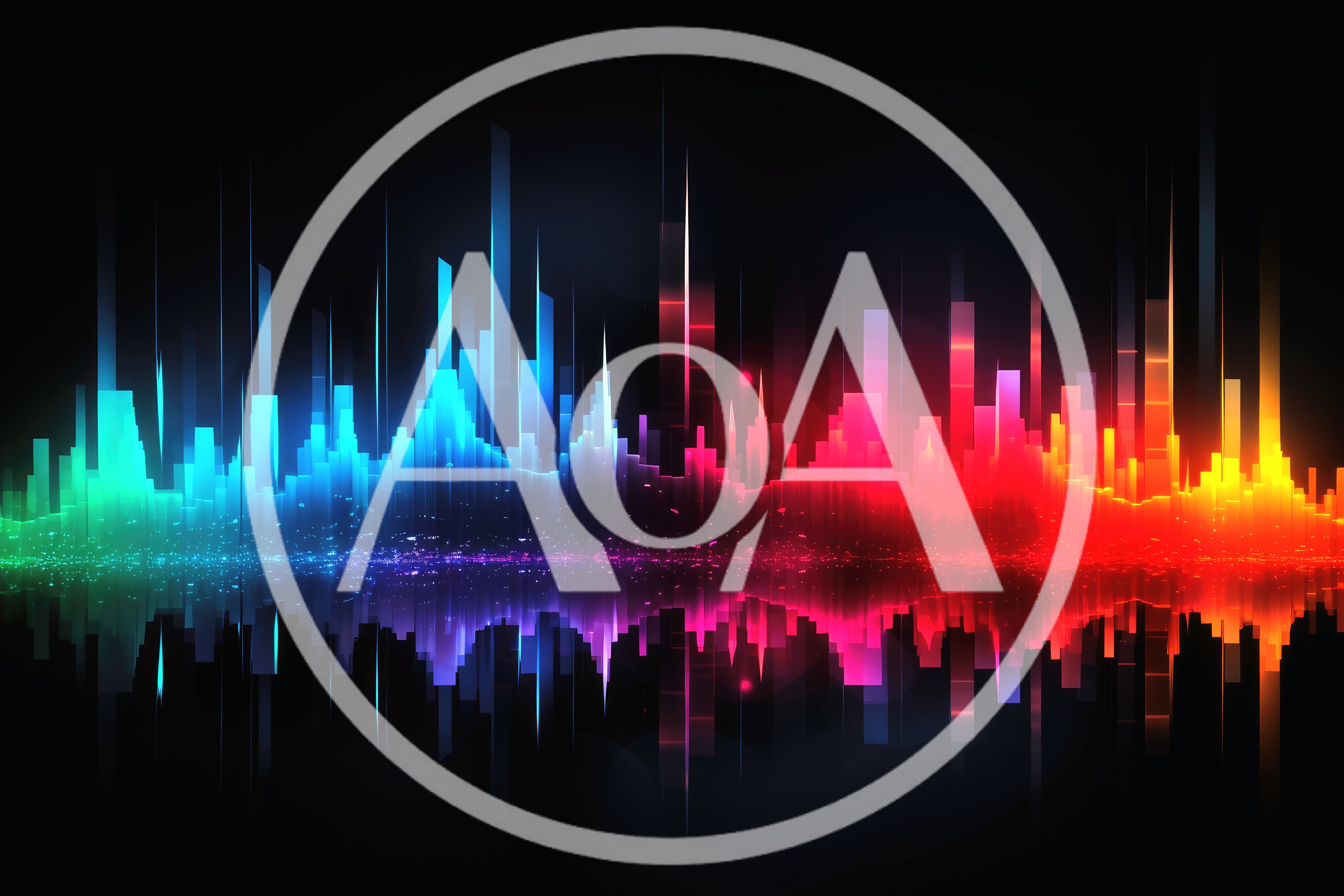 Abstract Digital Sound Wave Visualization With Neon Glow
