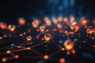 Abstract Digital Network With Glowing Geometric Nodes