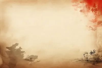 Vintage Parchment Background With Traditional Ink Wash Painting