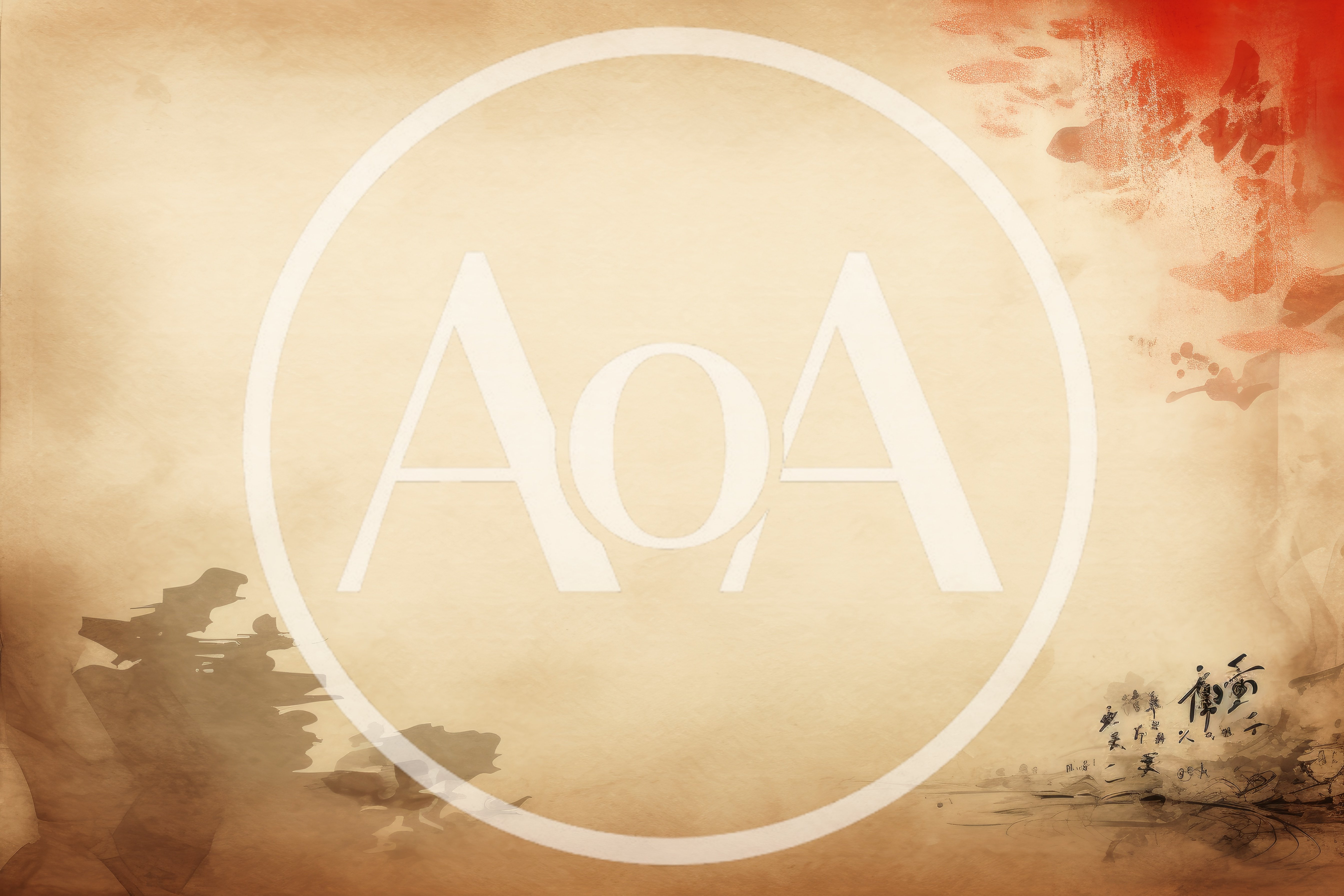 Vintage Parchment Background With Traditional Ink Wash Painting