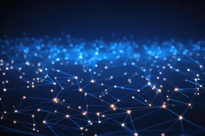 Abstract Digital Network Connection With Glowing Nodes
