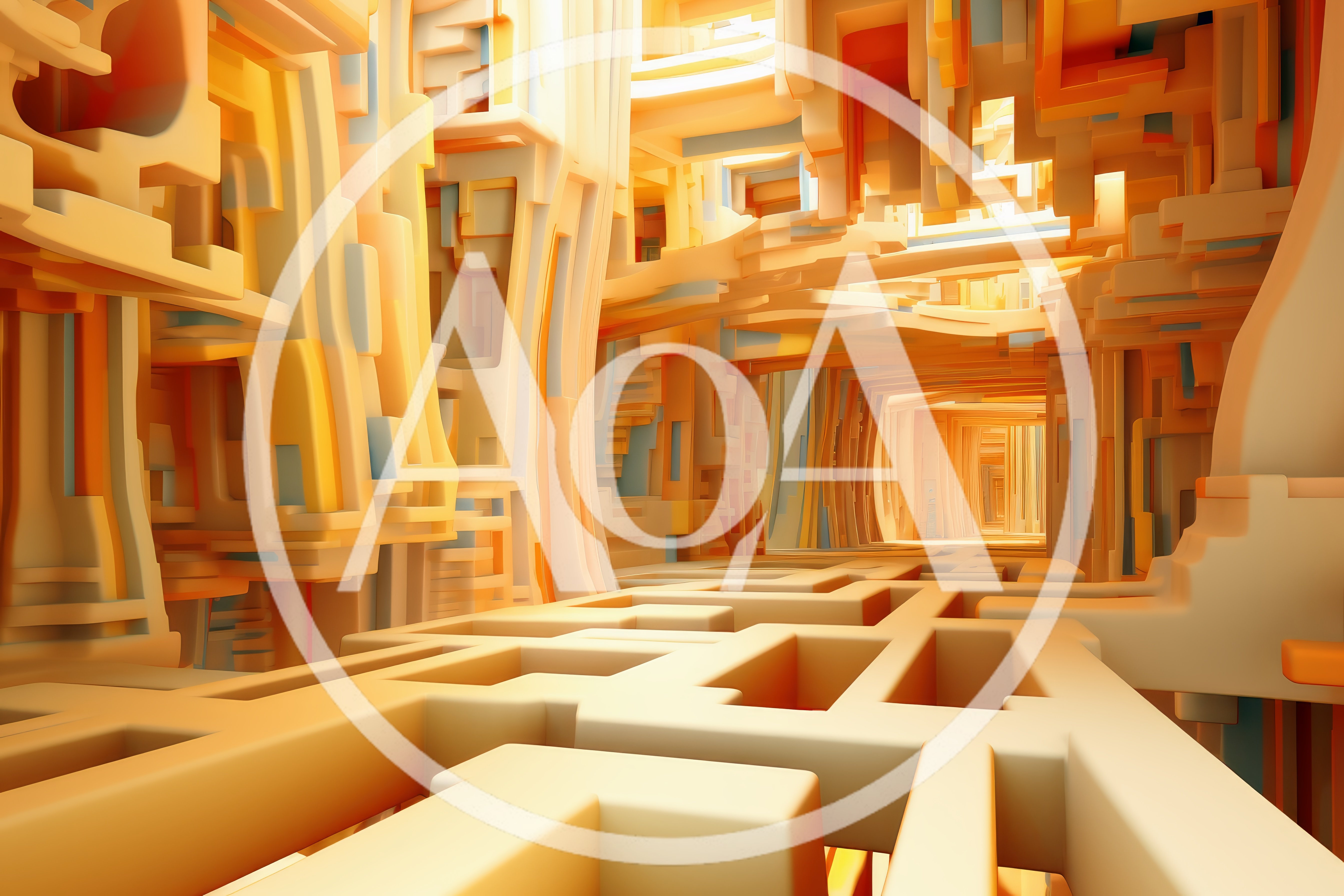 Abstract Architectural Corridor With Geometric Structures