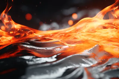 Abstract Molten Lava Flowing Over Dark Metallic Surface