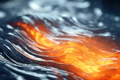 Abstract Liquid Waves With Glowing Orange Light