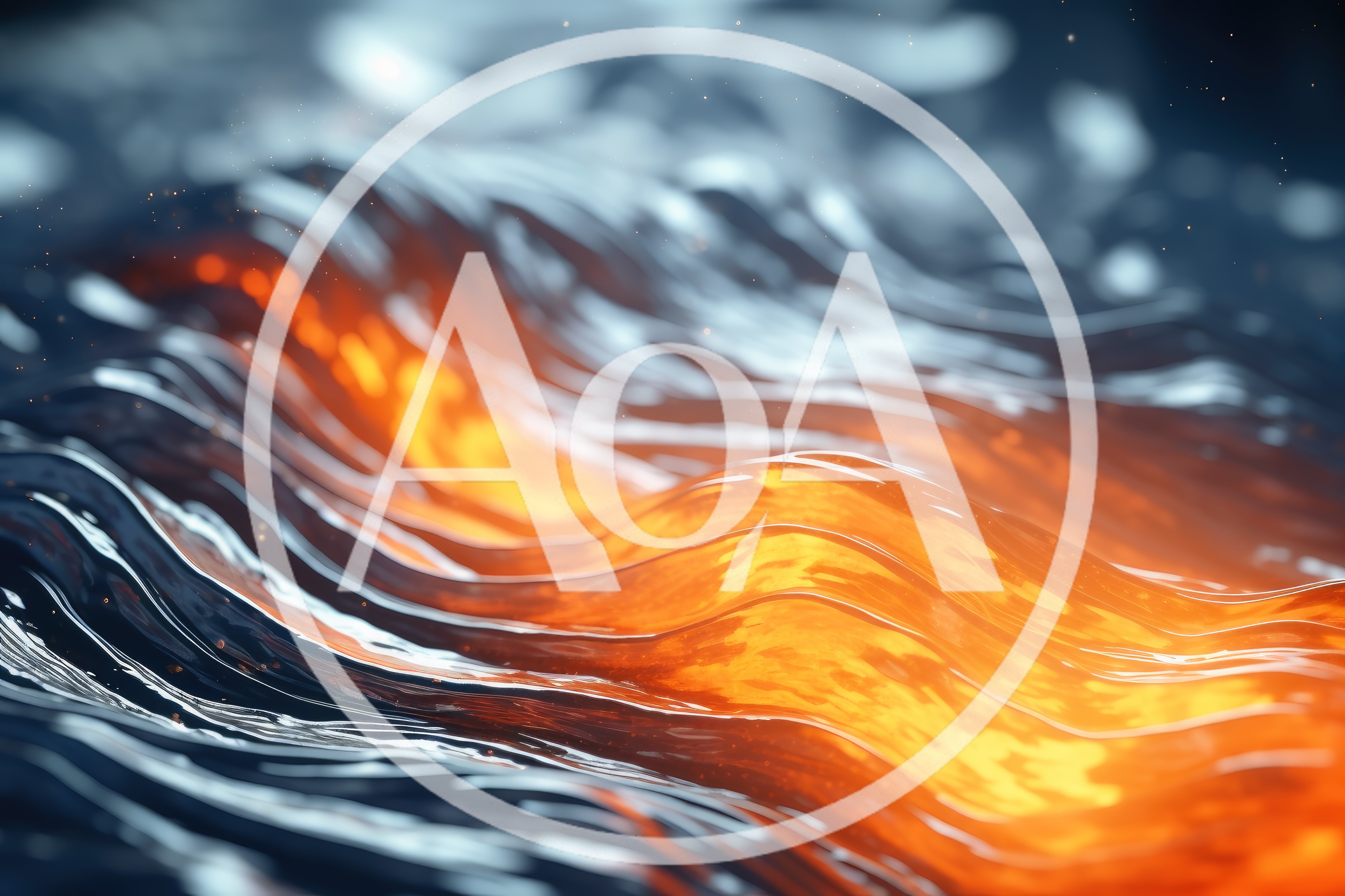 Abstract Liquid Waves With Glowing Orange Light