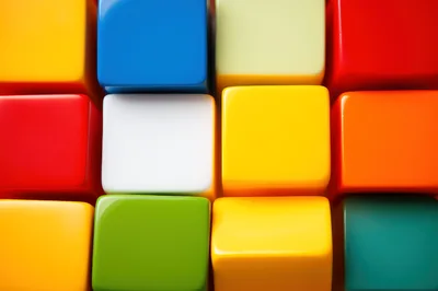 Top Down View Of Colorful Plastic Cubes