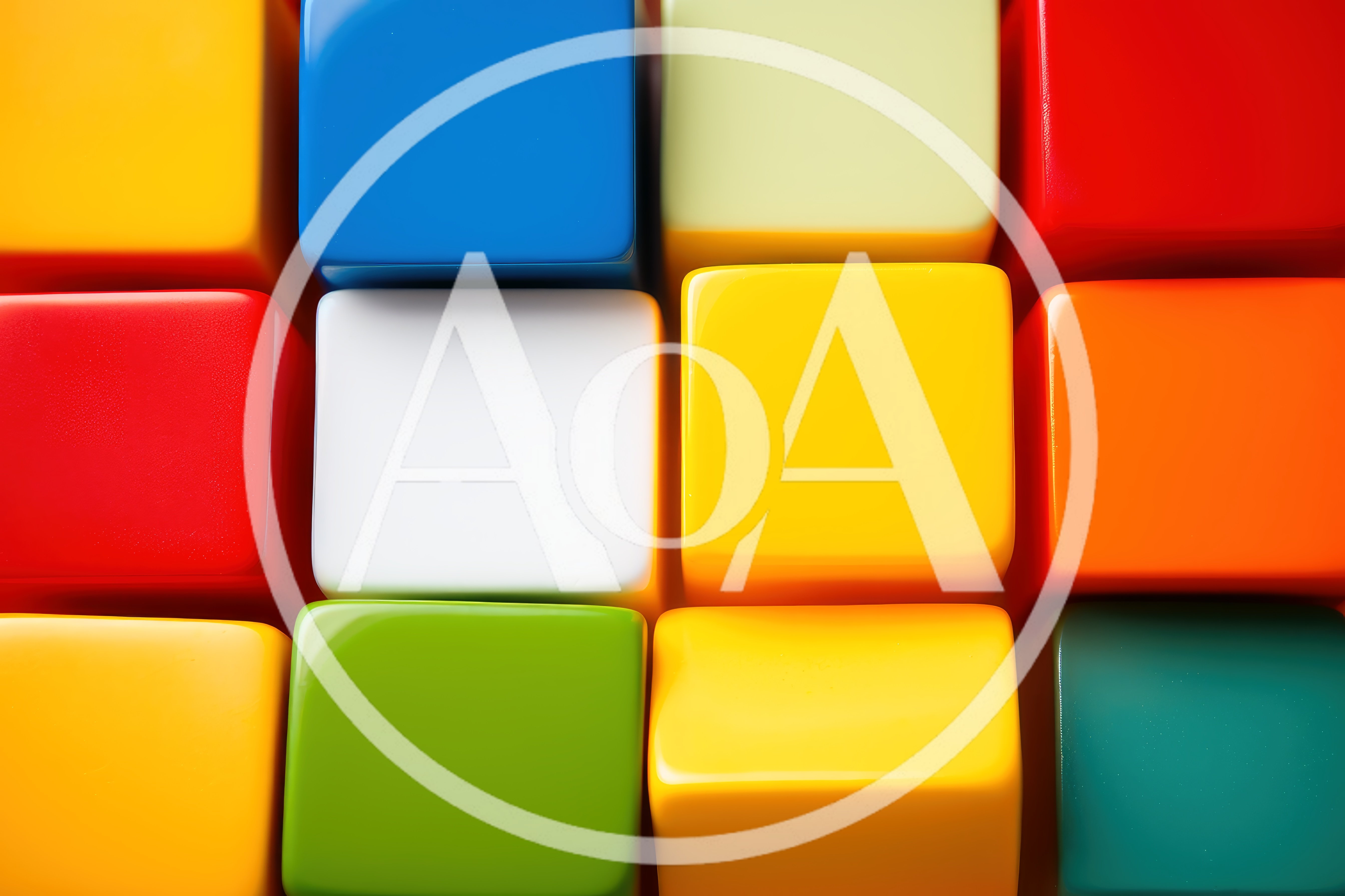 Top Down View Of Colorful Plastic Cubes