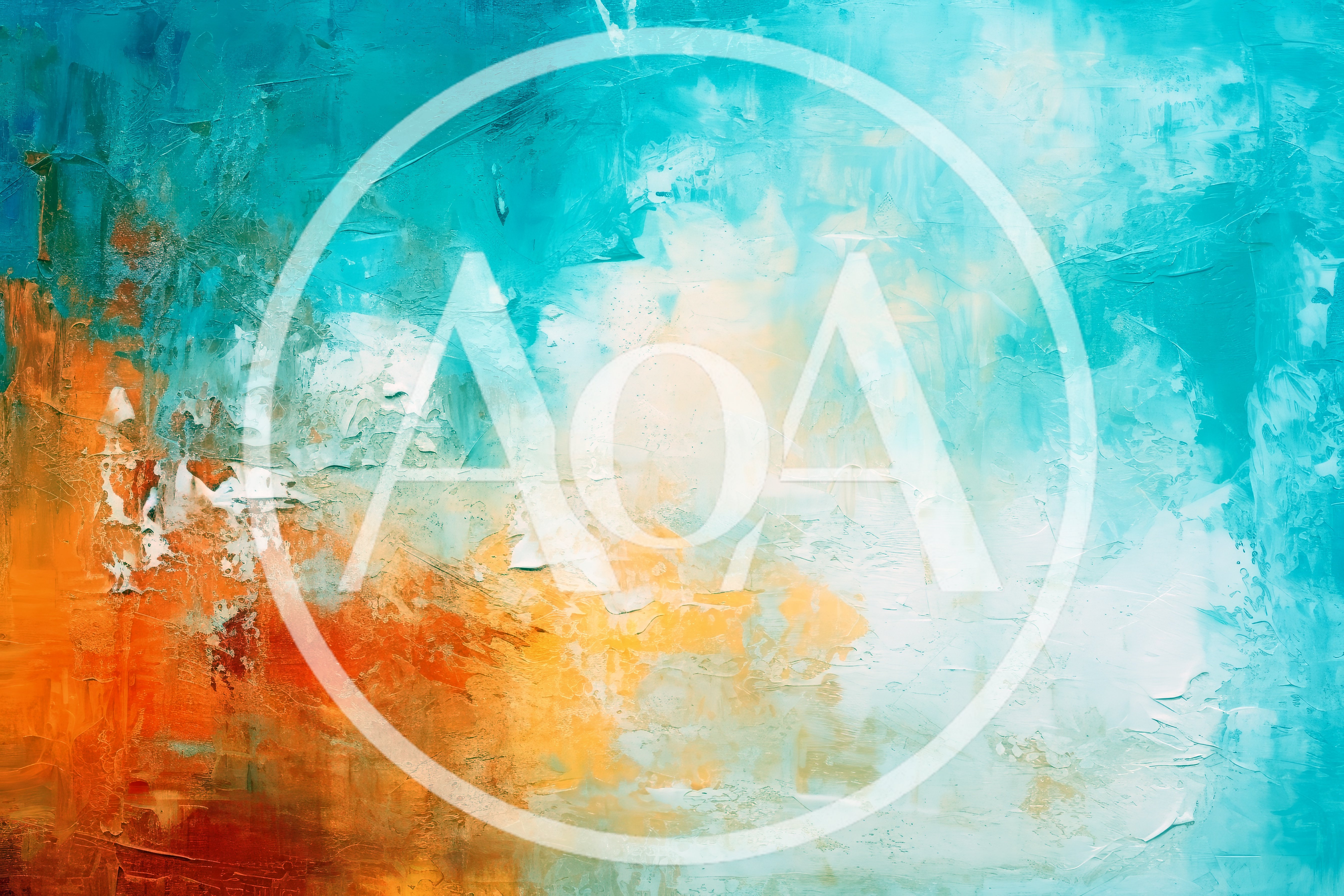 Abstract Oil Painting With Vibrant Blue And Orange Tones