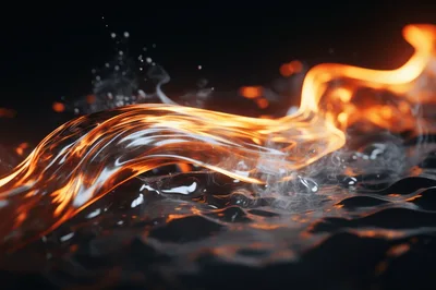Abstract Liquid Gold Flowing Over Dark Water Surface