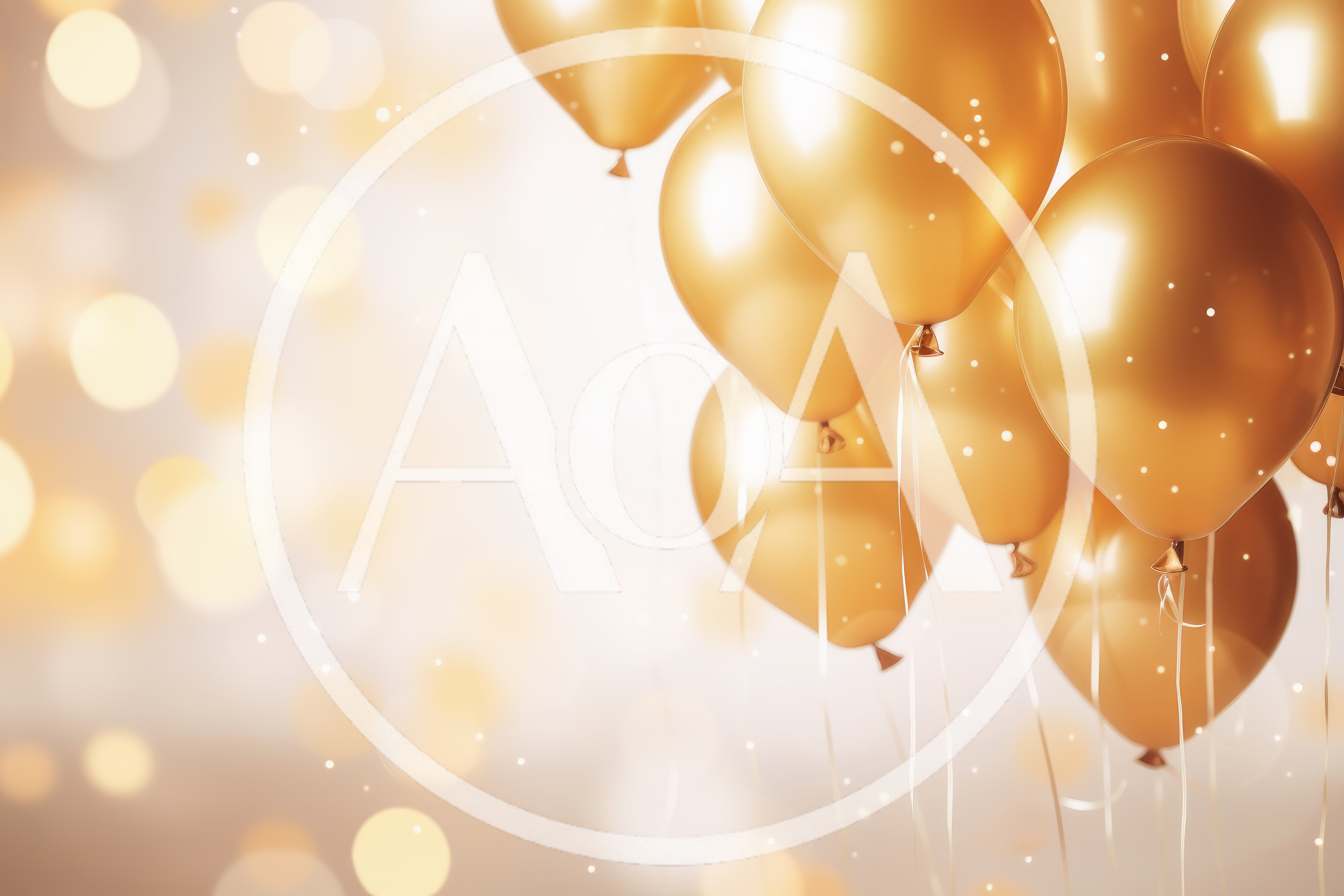 Golden Balloons Floating Against A Soft Bokeh Background