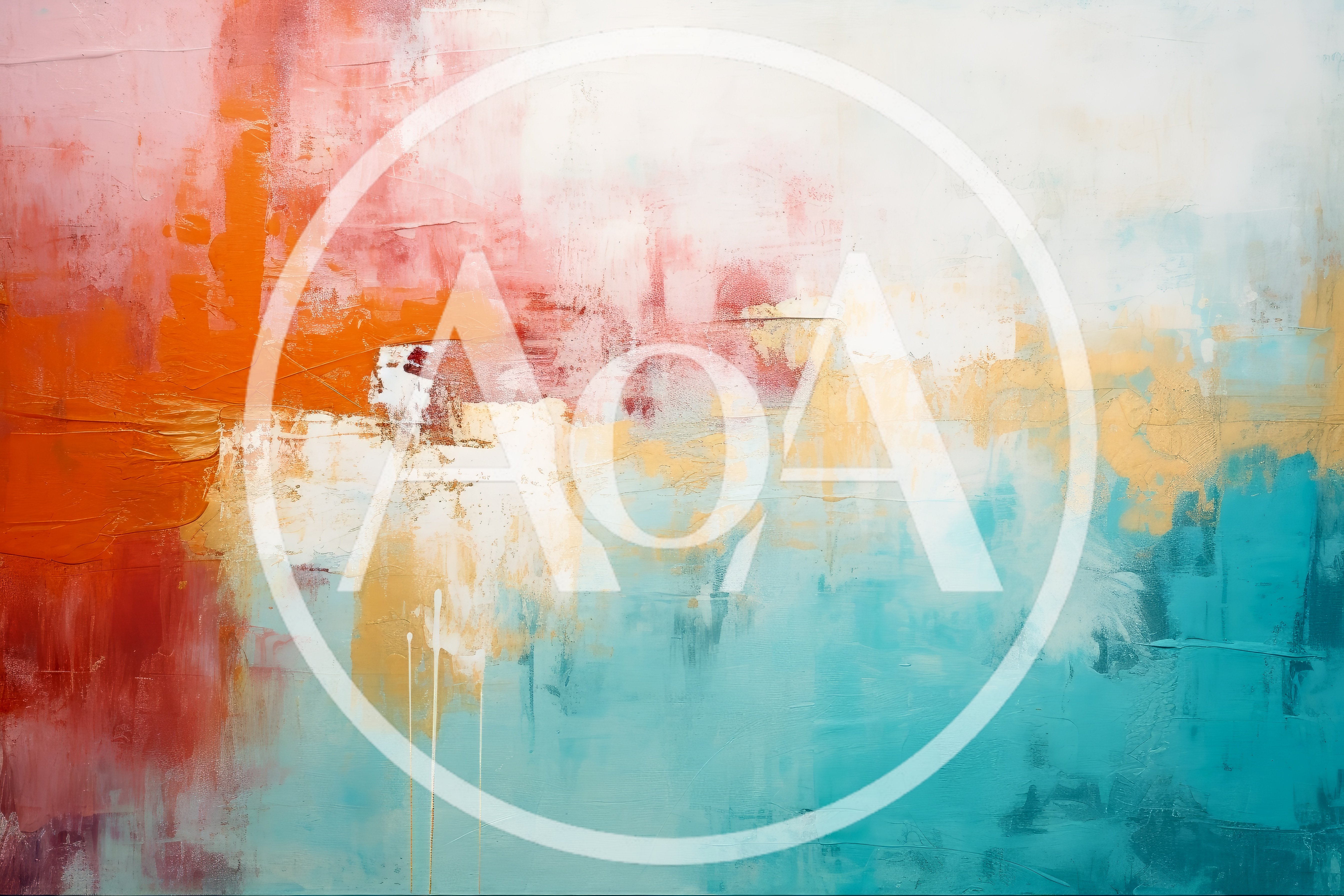 Abstract Oil Painting With Vibrant Orange And Teal Tones