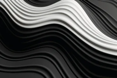 Abstract 3D Wavy Black And White Background