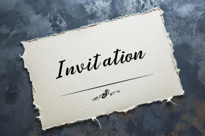 Invitation Card With Torn Edges On Dark Background